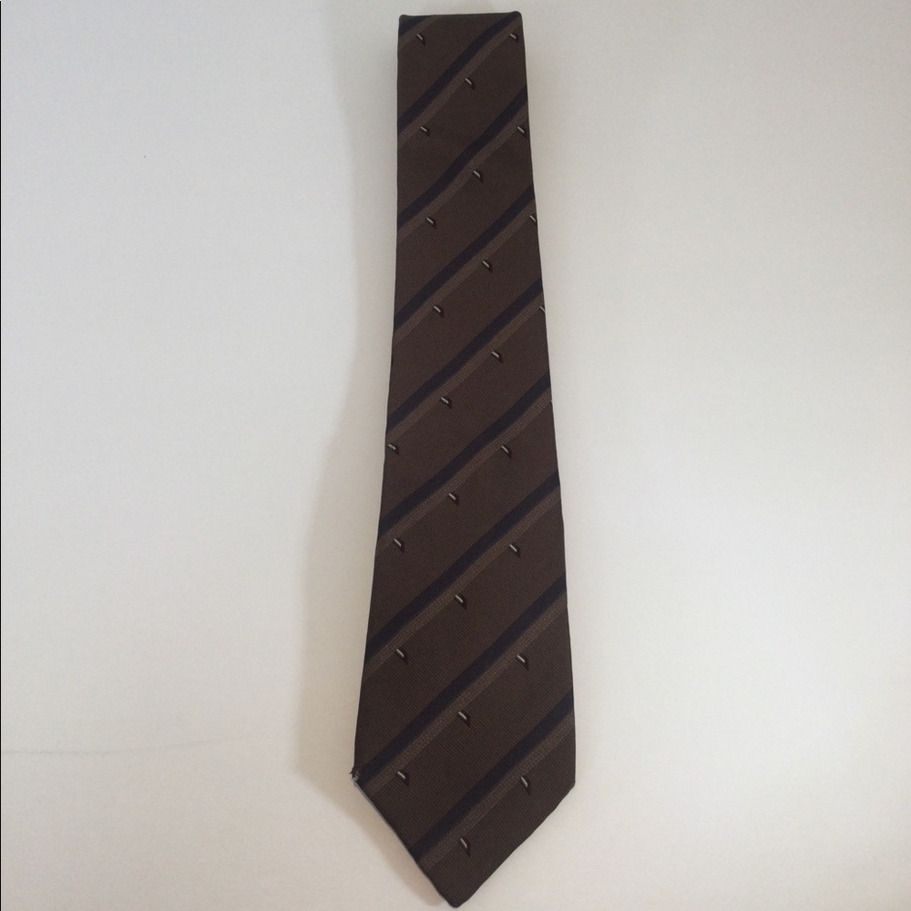 CHRISTIAN DIOR SILK STRIPED BROWN TIE EUC